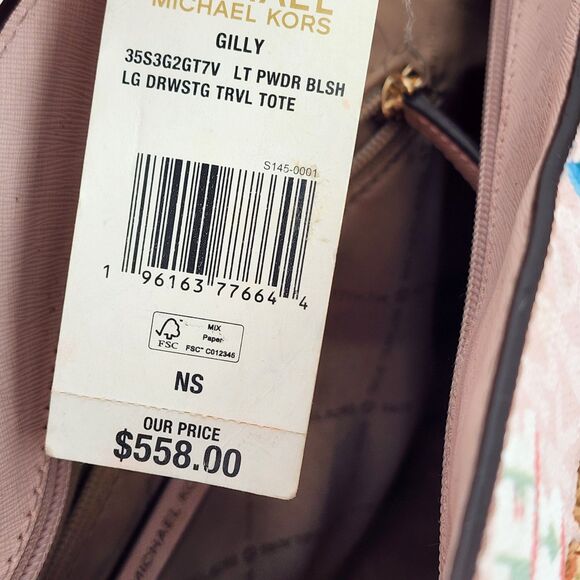 Michael Kors Gilly Beach Pink Logo Large Drawstring Travel Tote Bag - Picture 12 of 15